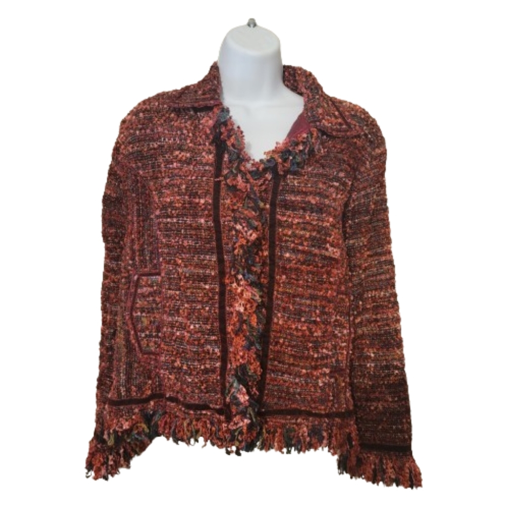 YAK MAGIK Lined Dress Jacket with Pockets Womens Sz Small Red Multicolor